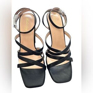 NEW CHUNKY PLATFORM HIGH HEEL ANKLE STRAP SHOES FOR WOMEN SIZE 8 BLACK